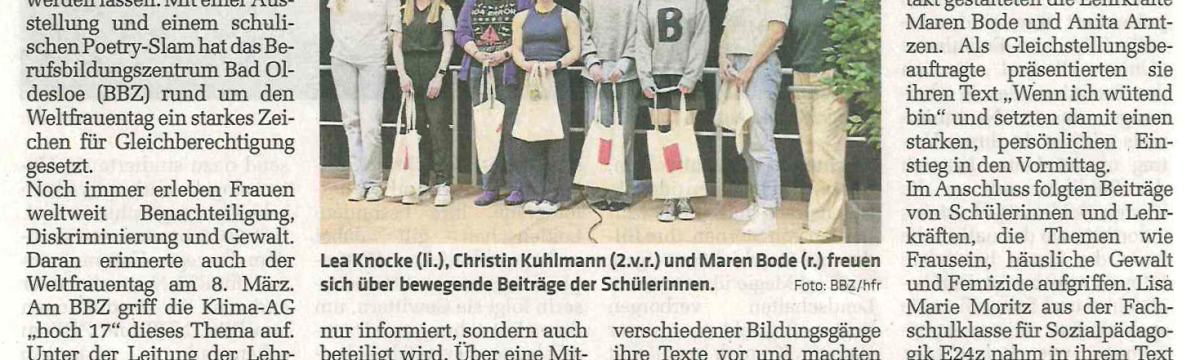 Feminine Wut: Lasst Frauen sprechen Berufsbildungszentrum Bad Oldesloe